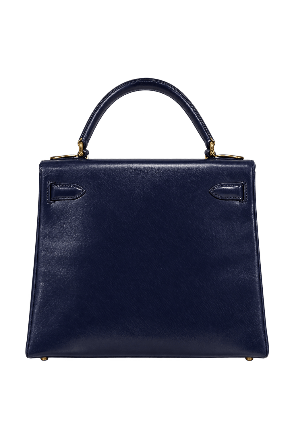 1970s Dark Navy Blue Leather Handbag - Back View