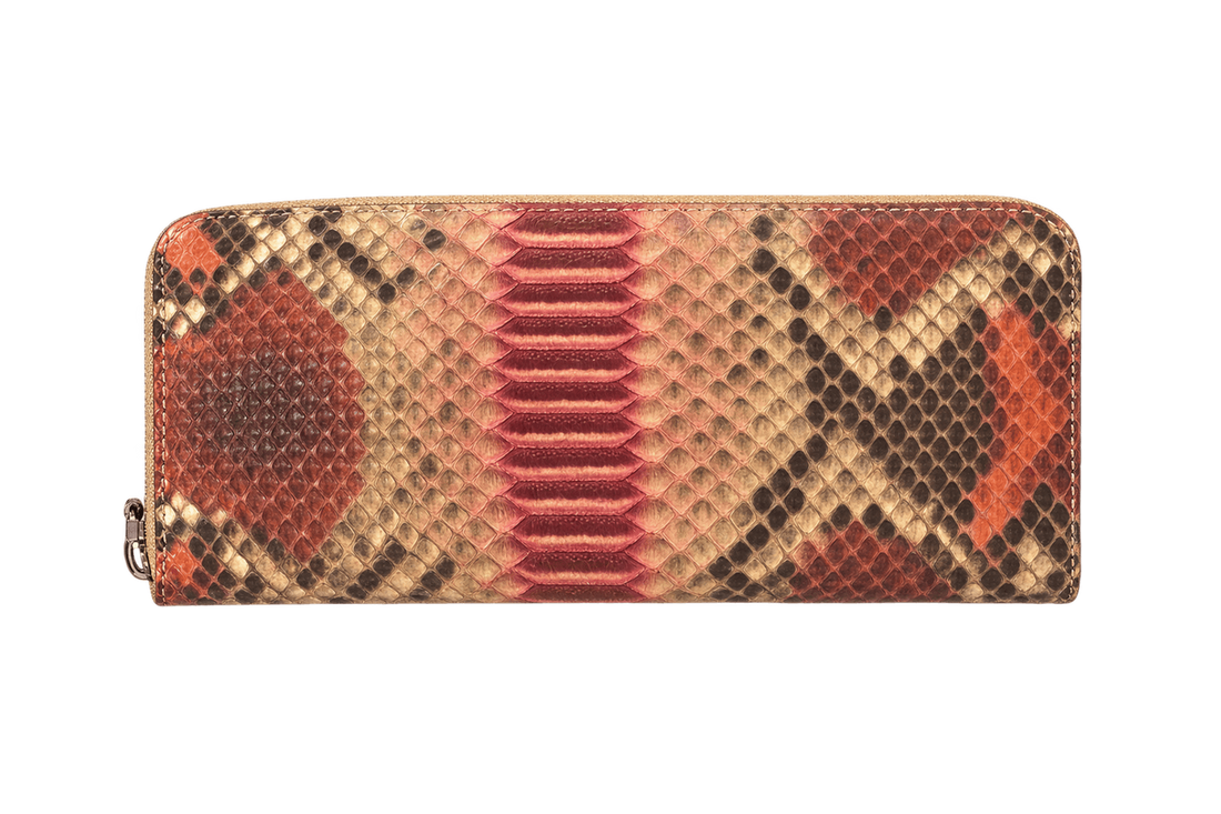 1980s Burgundy Red Snakeskin-Look Wallet - Back View
