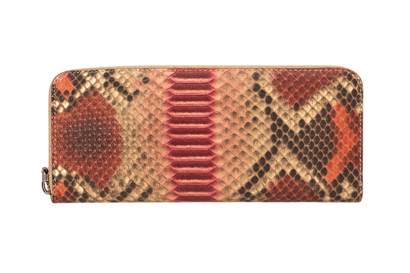 1980s Burgundy Red Snakeskin-Look Wallet - Back View