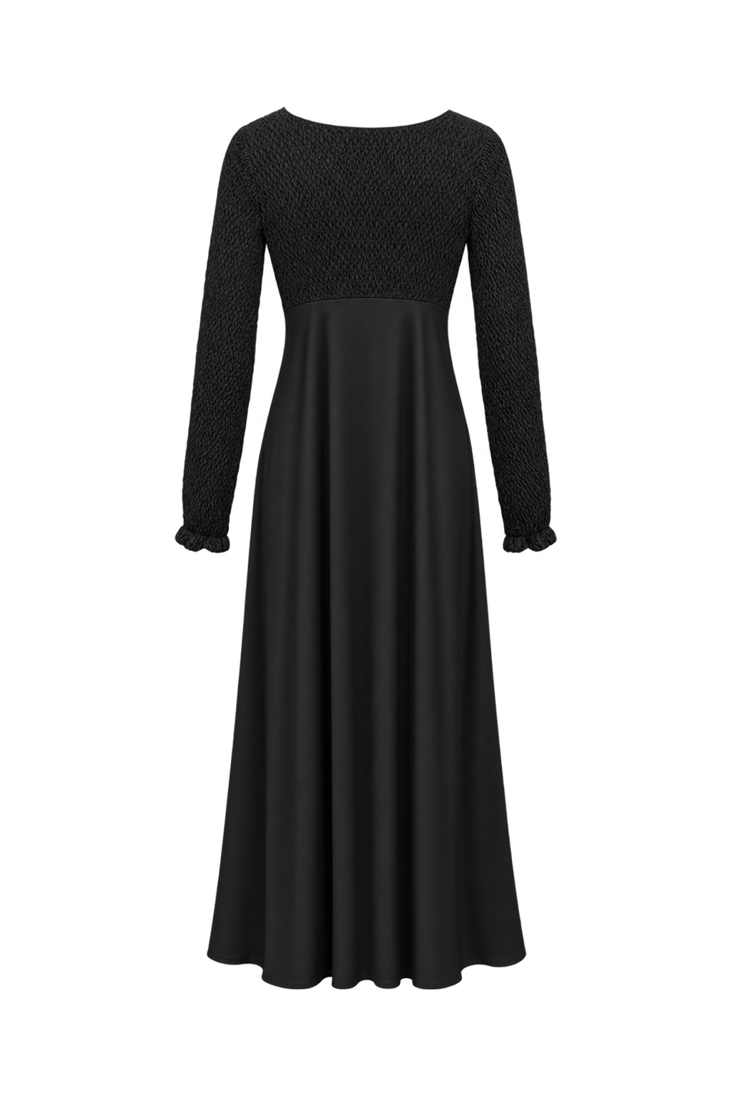 1980s Black Synthetic Maxi Dress - Back View