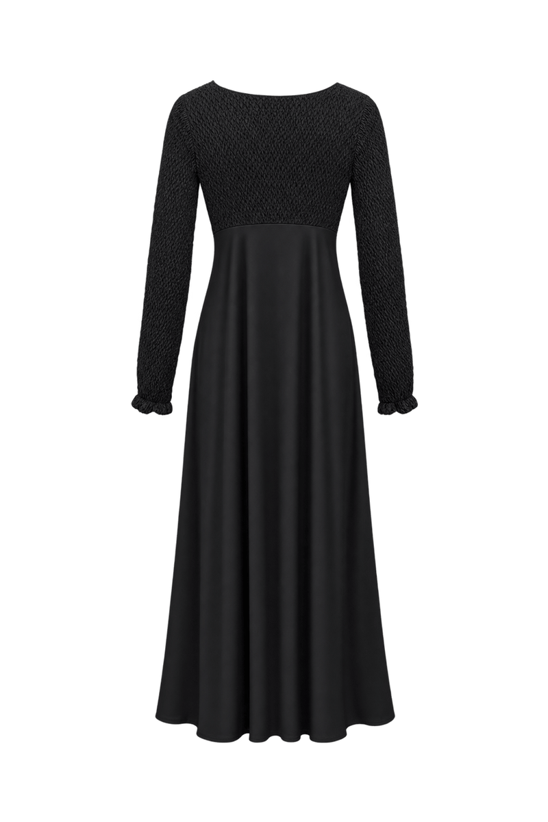 1980s Black Synthetic Maxi Dress - Back View