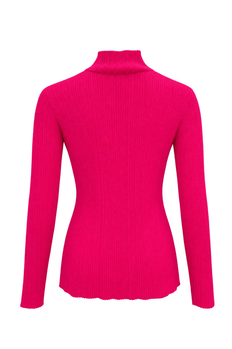 1990s Hot Pink Synthetic Knit Sweater - Back View