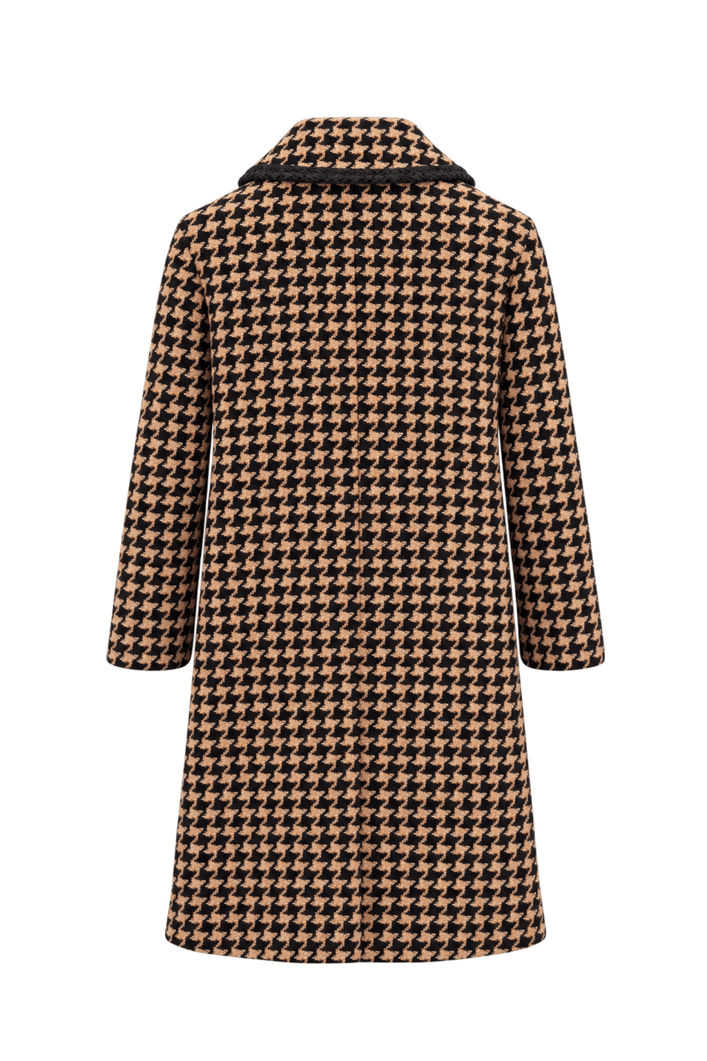 1980s Black Beige Wool Coat - Back View