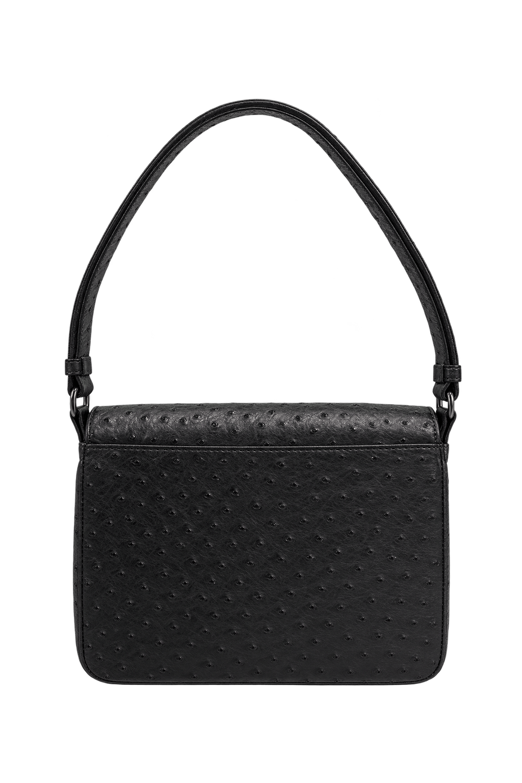 1980s Black Leather Shoulder Bag - Back View