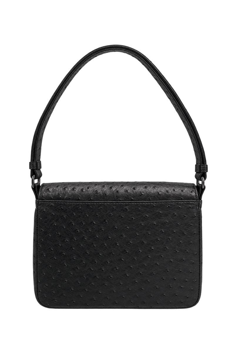 1980s Black Leather Shoulder Bag - Back View