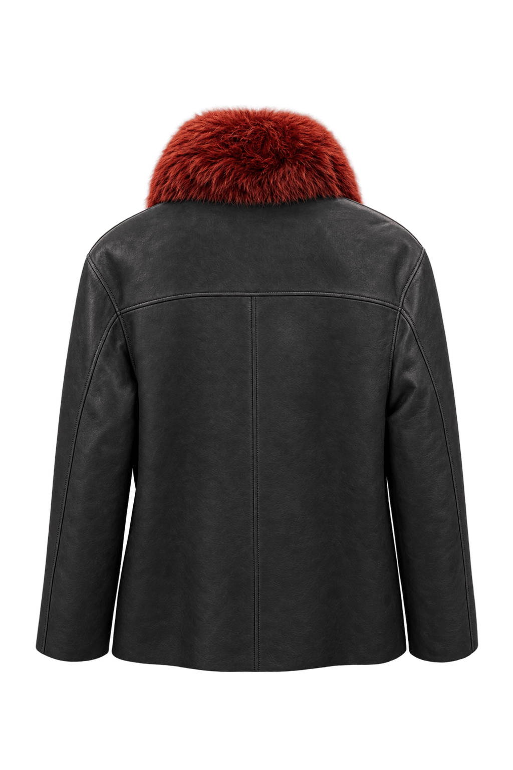 1990s Dark Charcoal Brown Leather Jacket - Back View