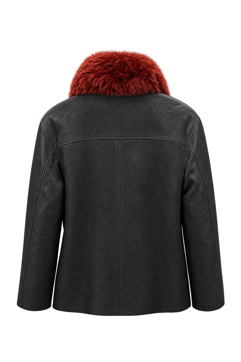 1990s Dark Charcoal Brown Leather Jacket - Back View