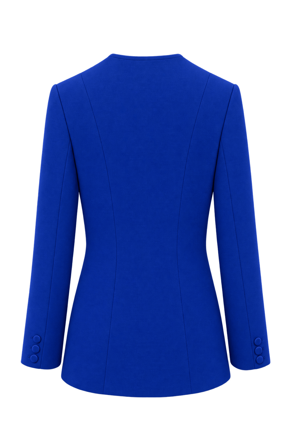 1980s Vivid Cobalt Blue Wool-Look Blazer - Back View