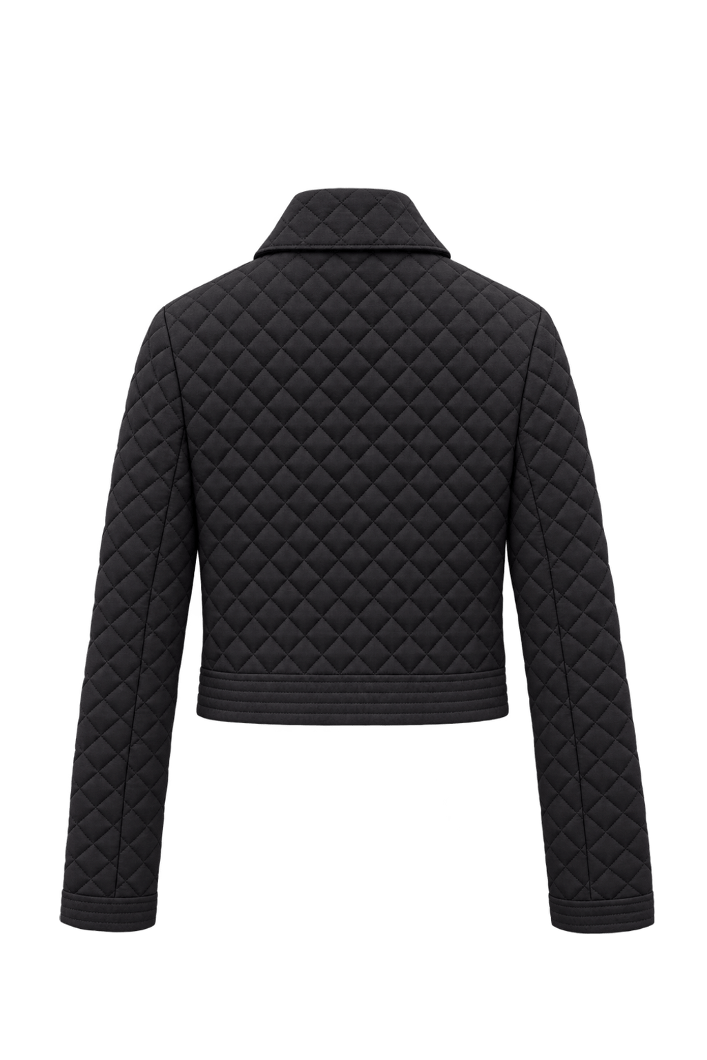 1980s Near-black Charcoal Quilted Jacket - Back View