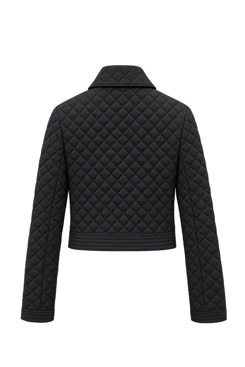 1980s Near-black Charcoal Quilted Jacket - Back View