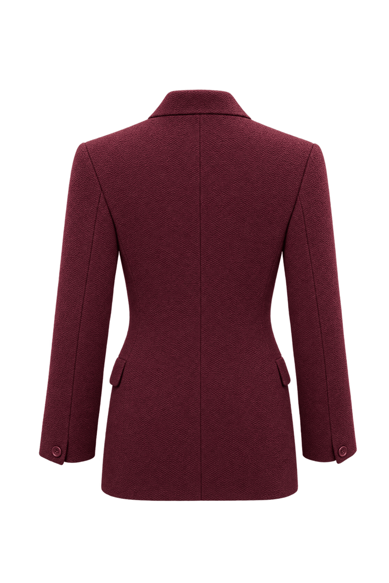 1980s Deep Burgundy Woven Blazer - Back View