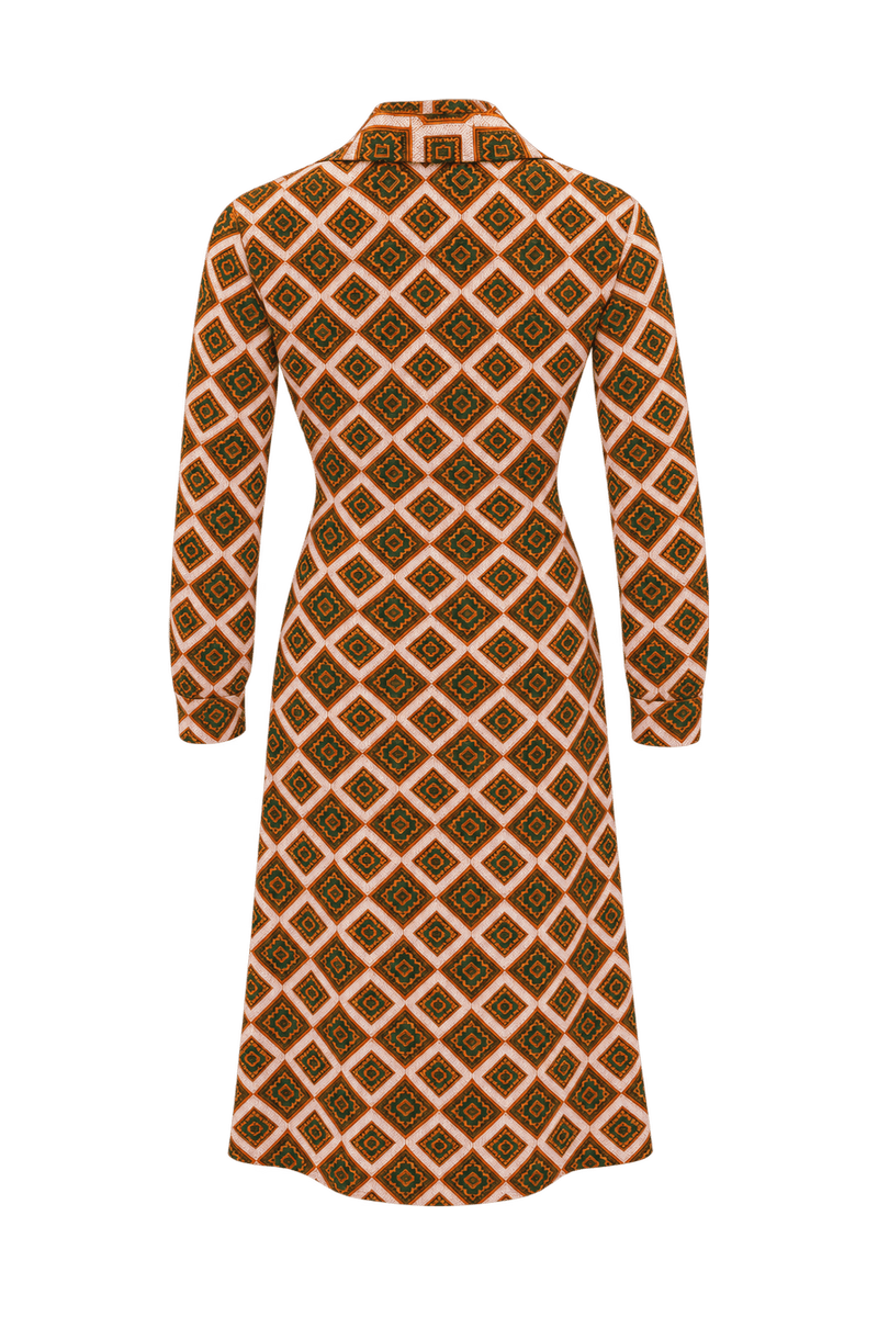 1960s Pale Peach Pink Unverified Woven Fabric Dress - Back View