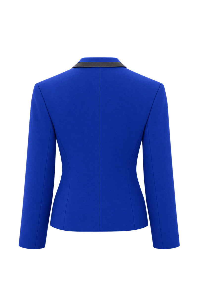 1980s Cobalt Blue Woven Blazer - Back View