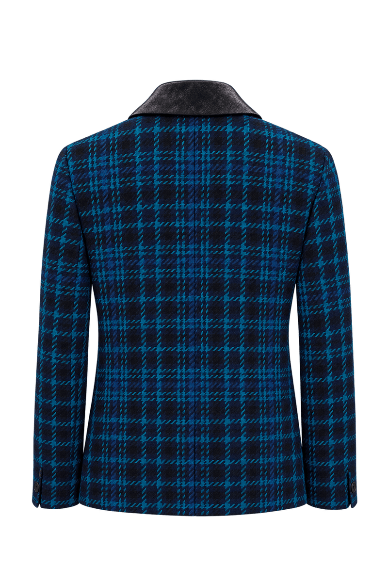 1980s Navy Blue Woven Jacket - Back View