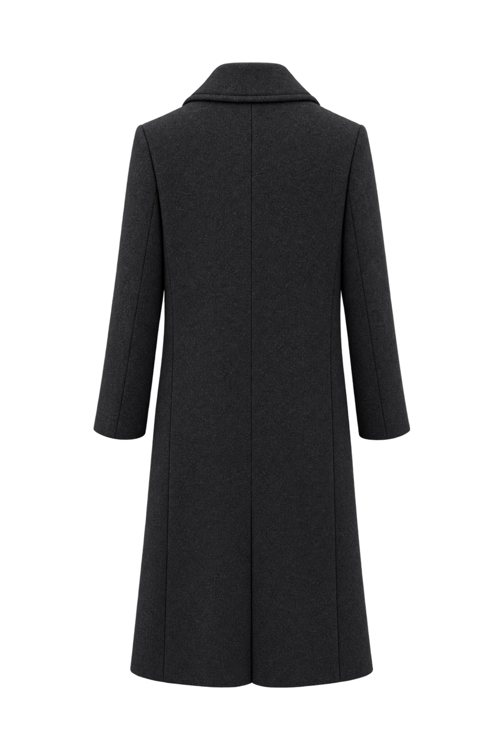 1990s Near-Black Charcoal Wool Coat - Back View