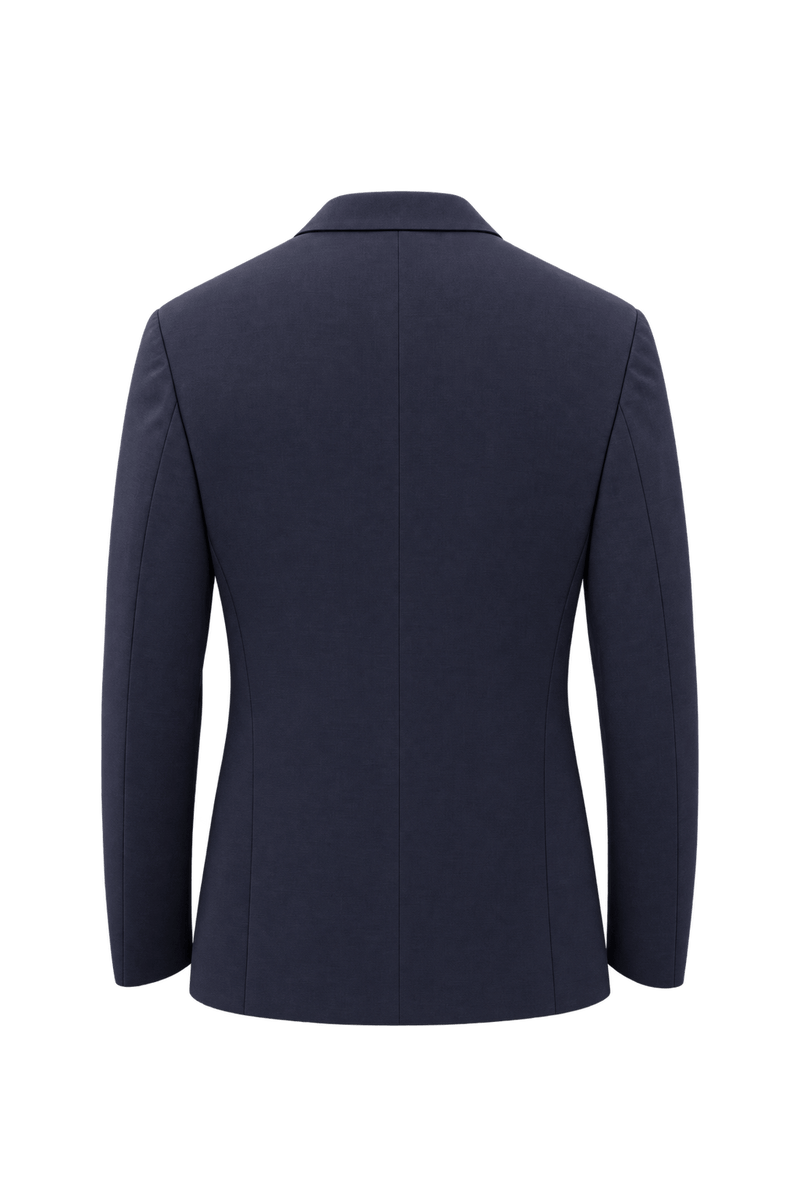 1990s Dark Navy Blue Woven Blazer - Back View