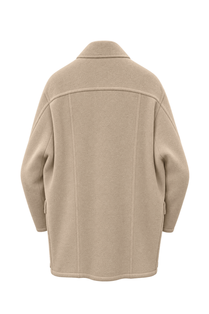 1990s Warm Cream Wool Coat - Back View