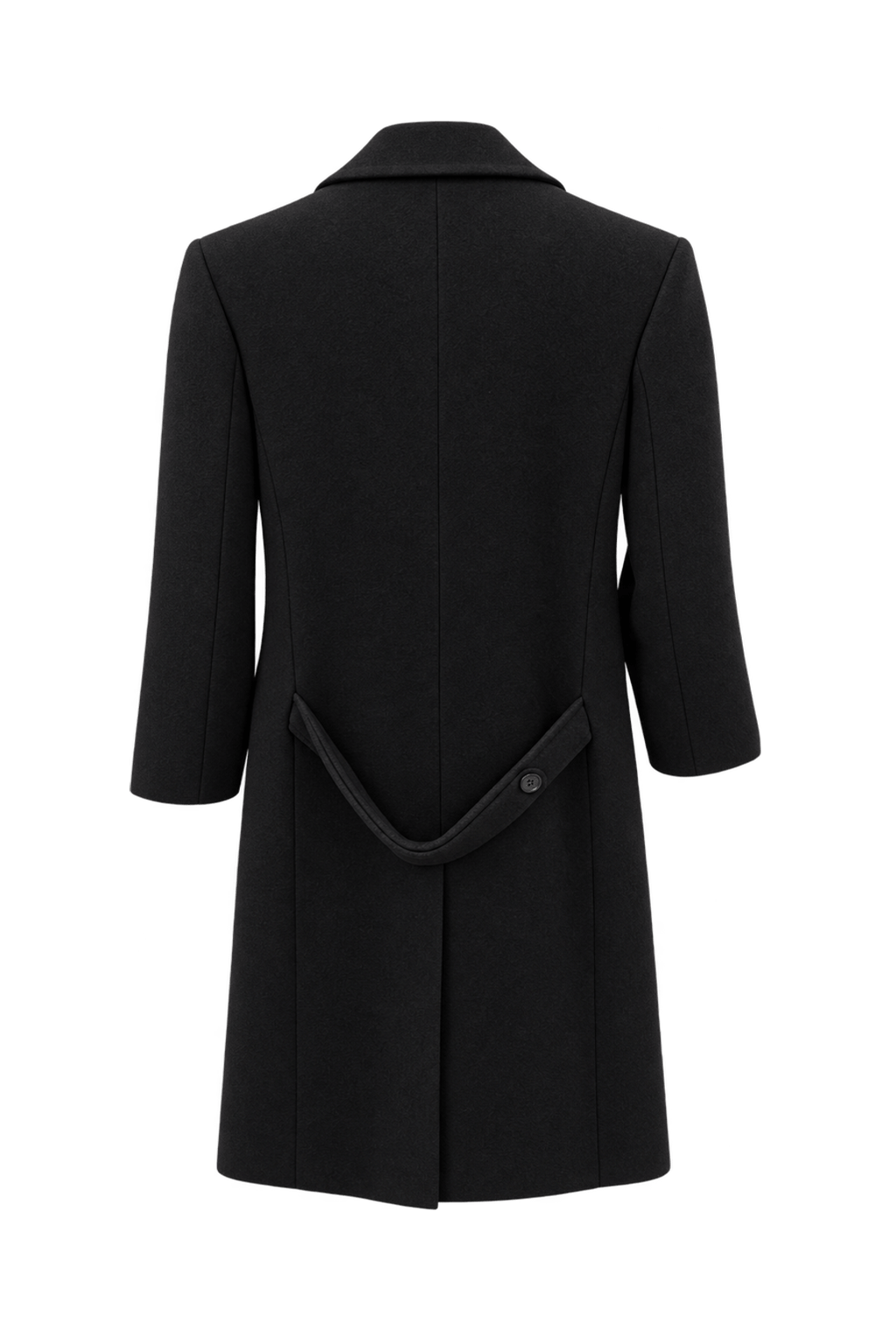 1990s Very Dark Brown-Black Wool Coat - Back View