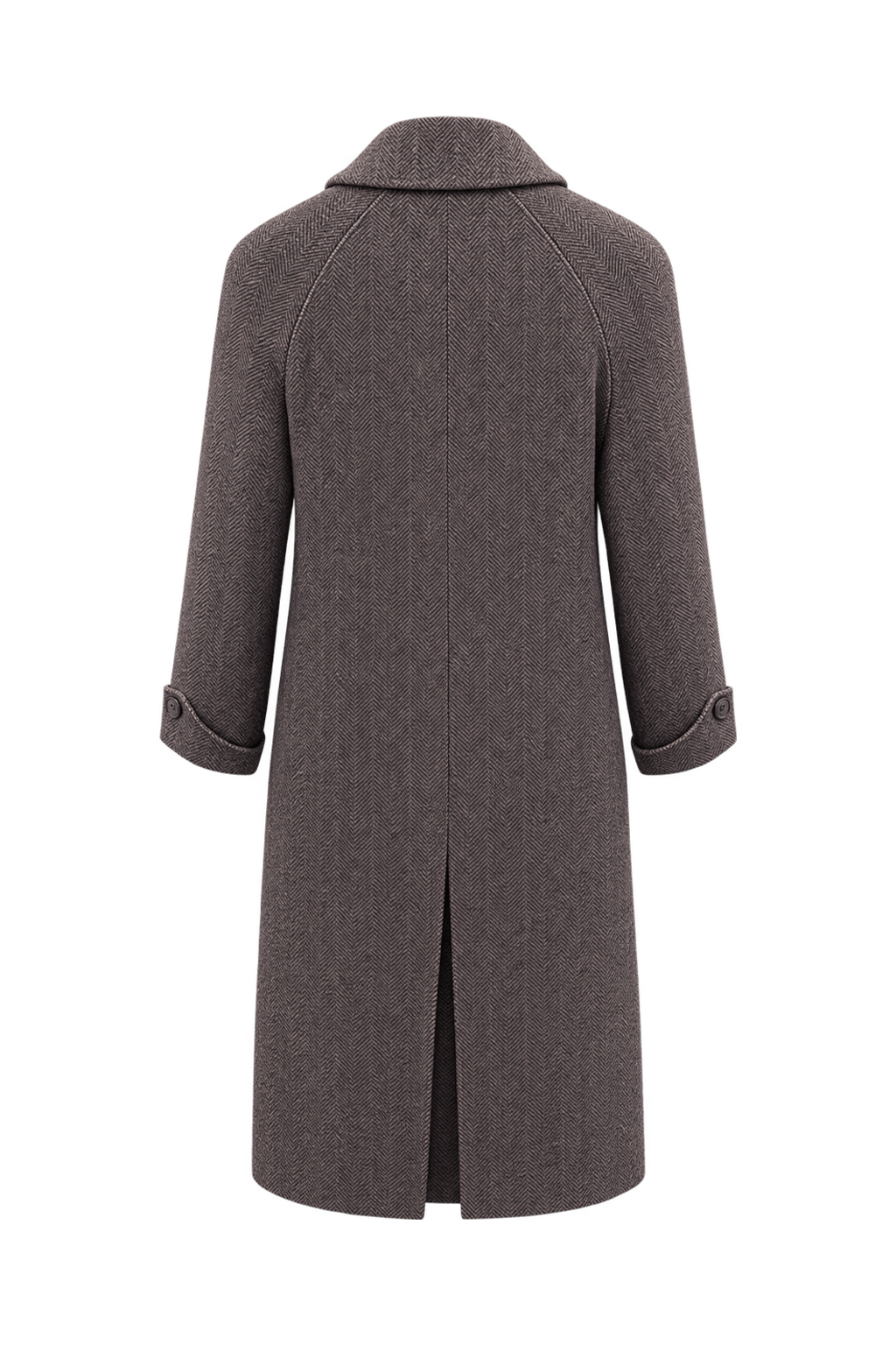 1990s Charcoal Brown Wool Coat - Back View