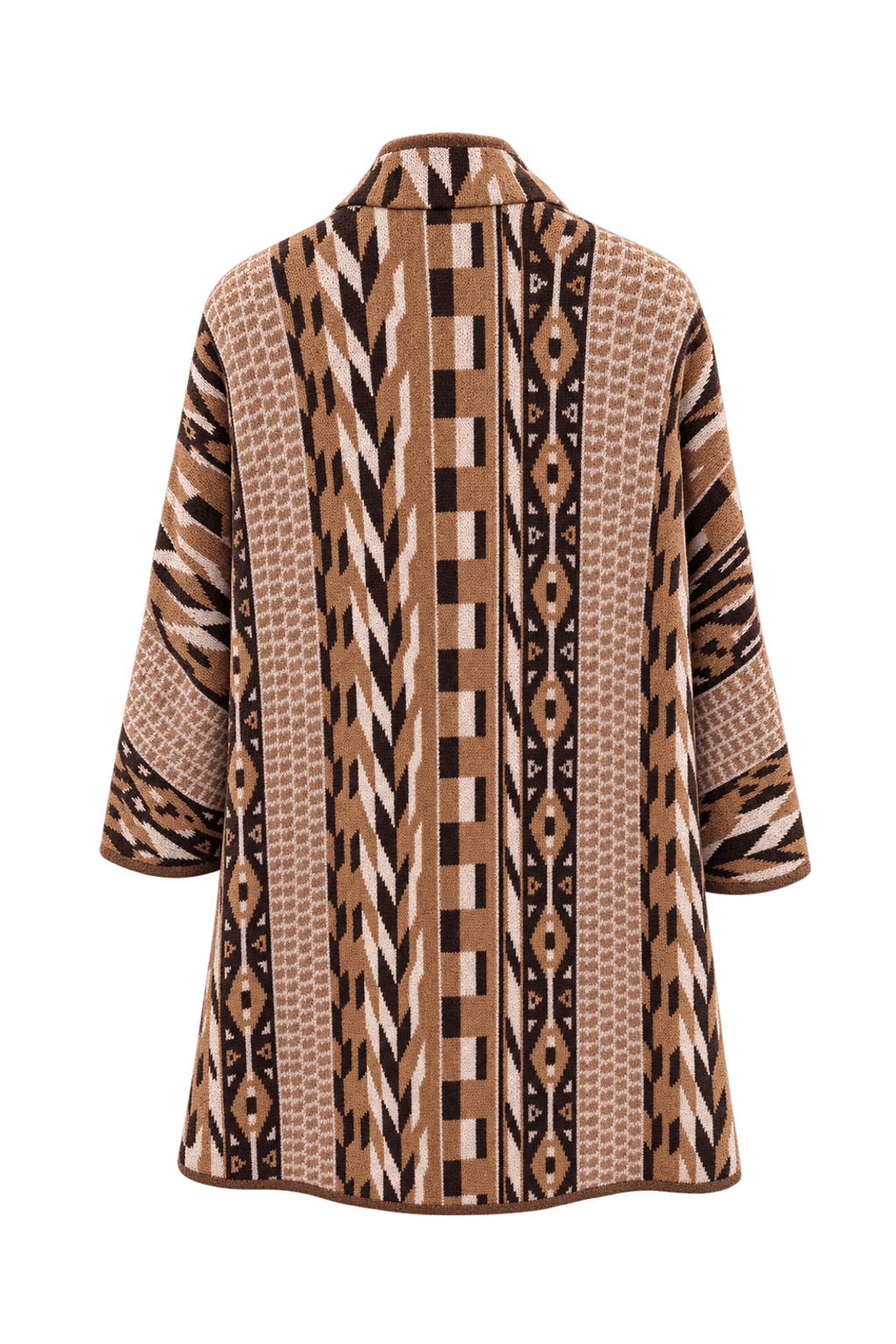 1980s Camel Brown Knit Cardigan - Back View