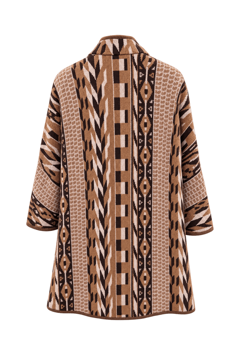 1980s Camel Brown Knit Cardigan - Back View