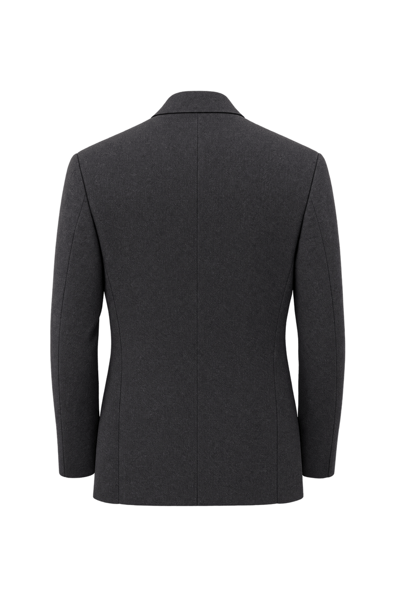 1980s Charcoal Brown Wool Blazer - Back View