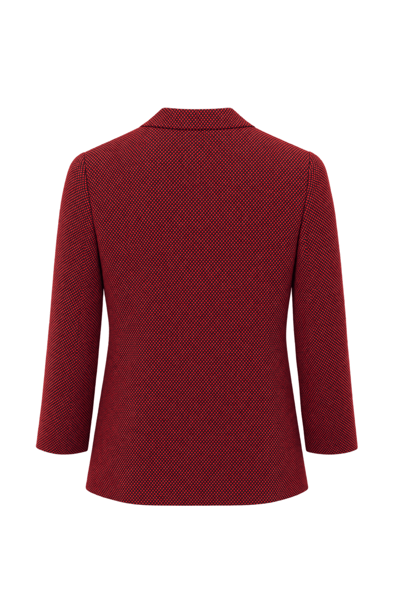 1980s Deep Red Woven Fabric Jacket - Back View