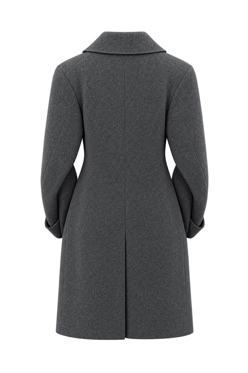 1940s Charcoal Gray Wool Coat - Back View