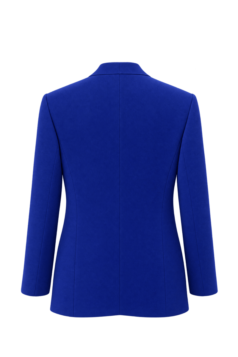 1980s Cobalt Blue Wool Blazer - Back View