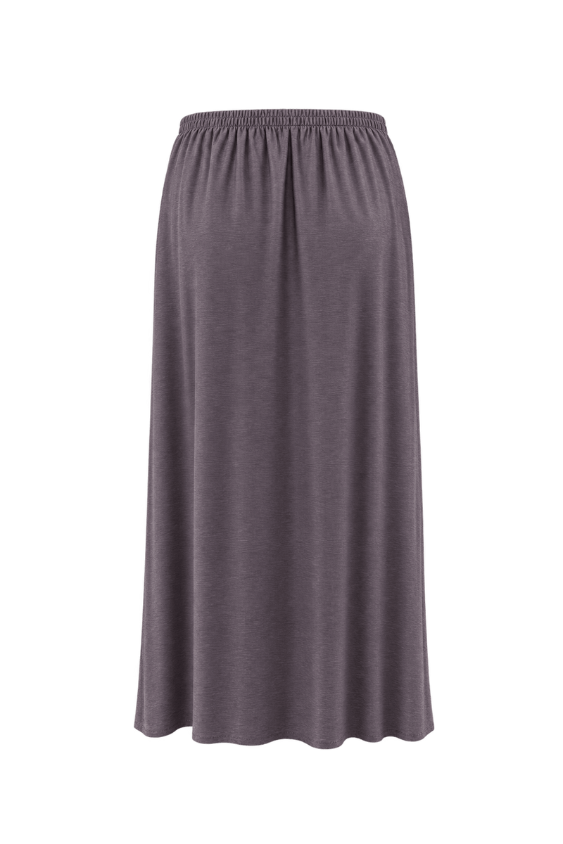 1990s Muted Mauve-Gray Synthetic Knit Skirt - Back View