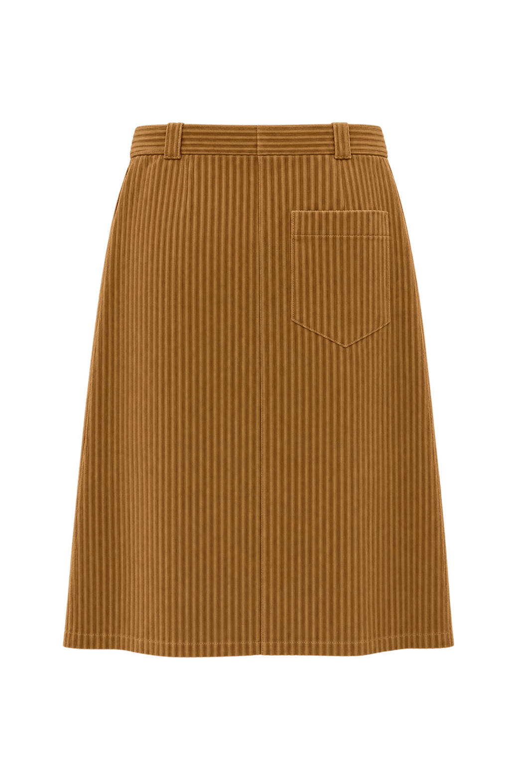 [1990s] Warm Tan Brown Cotton Corduroy Skirt - Back View