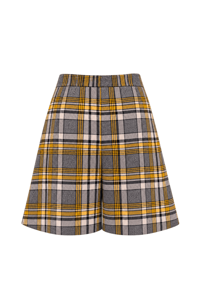 1960s Gray Wool-Textured Shorts - Back View