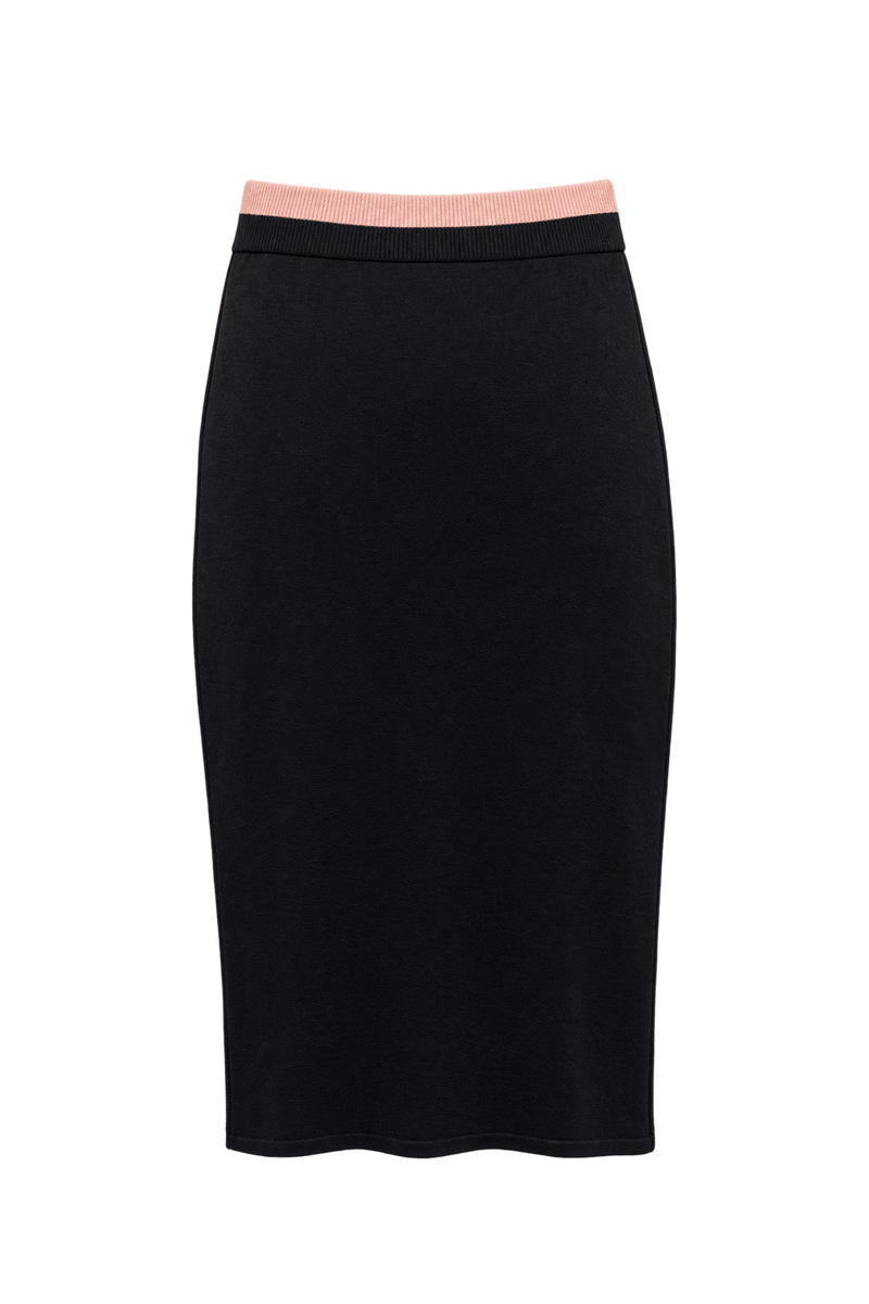 1980s Black Knit Skirt - Back View
