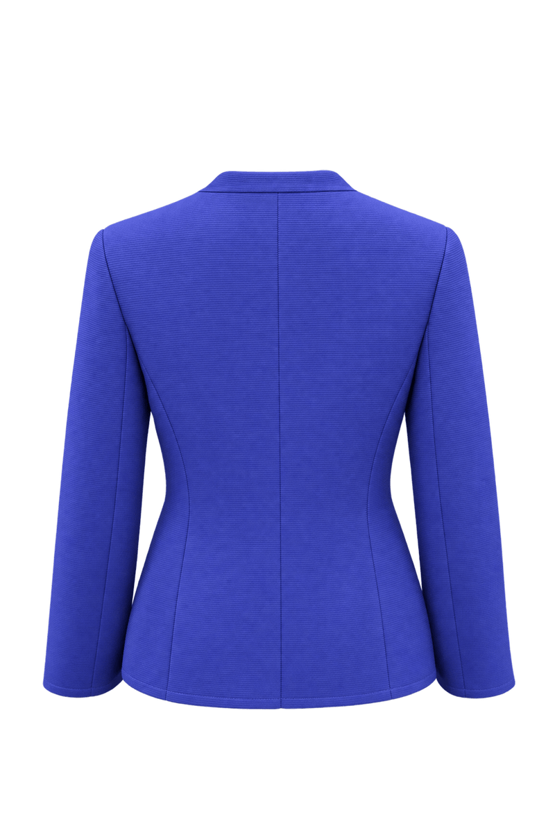1990s Vivid Violet-Blue Ribbed Jacket - Back View