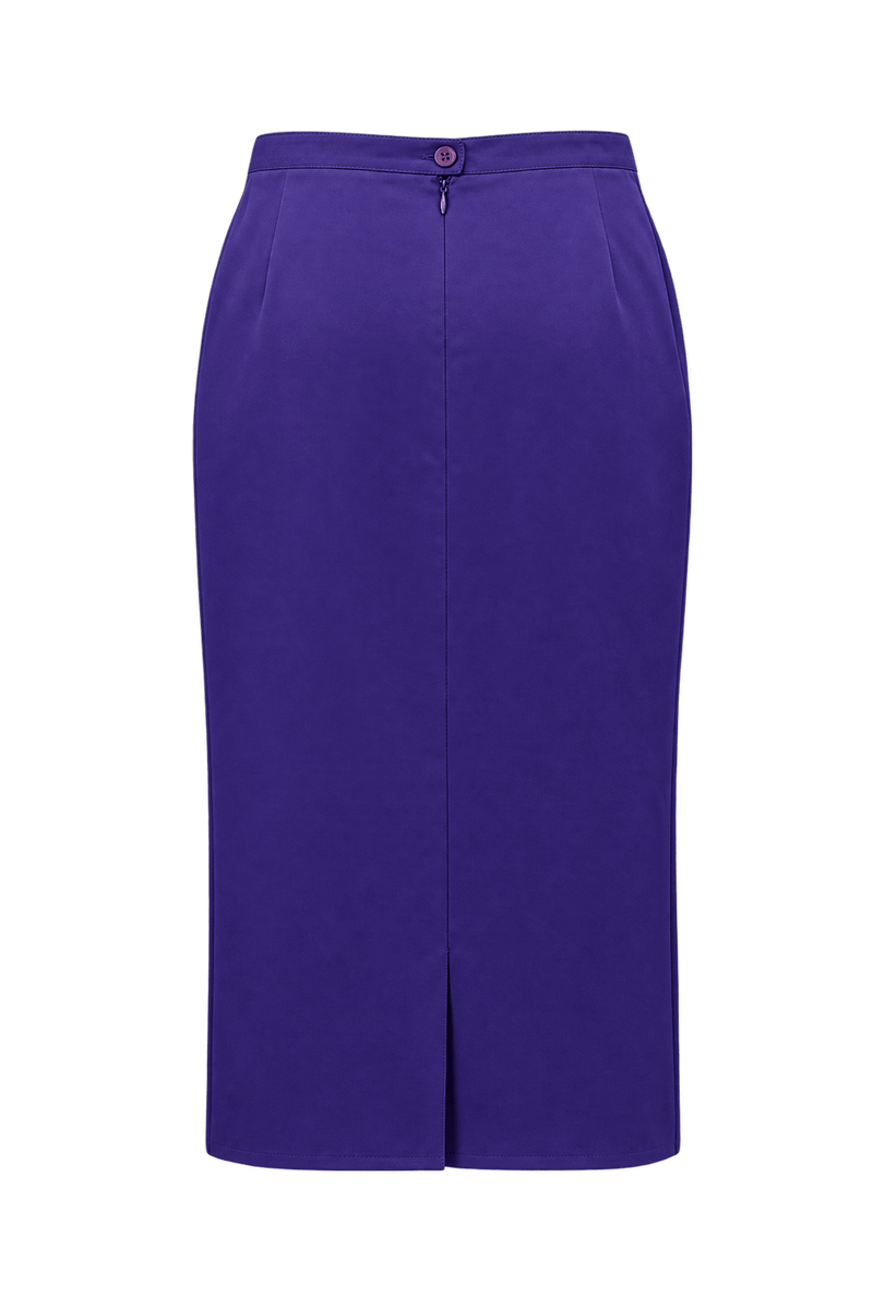 1980s Rich Violet Purple Synthetic Skirt - Back View