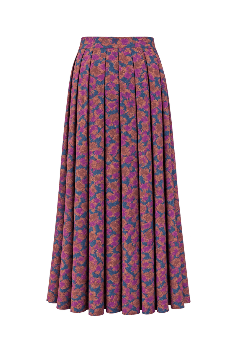 1980s Purple & Warm Brown Unverified Lightweight Woven Skirt - Back View