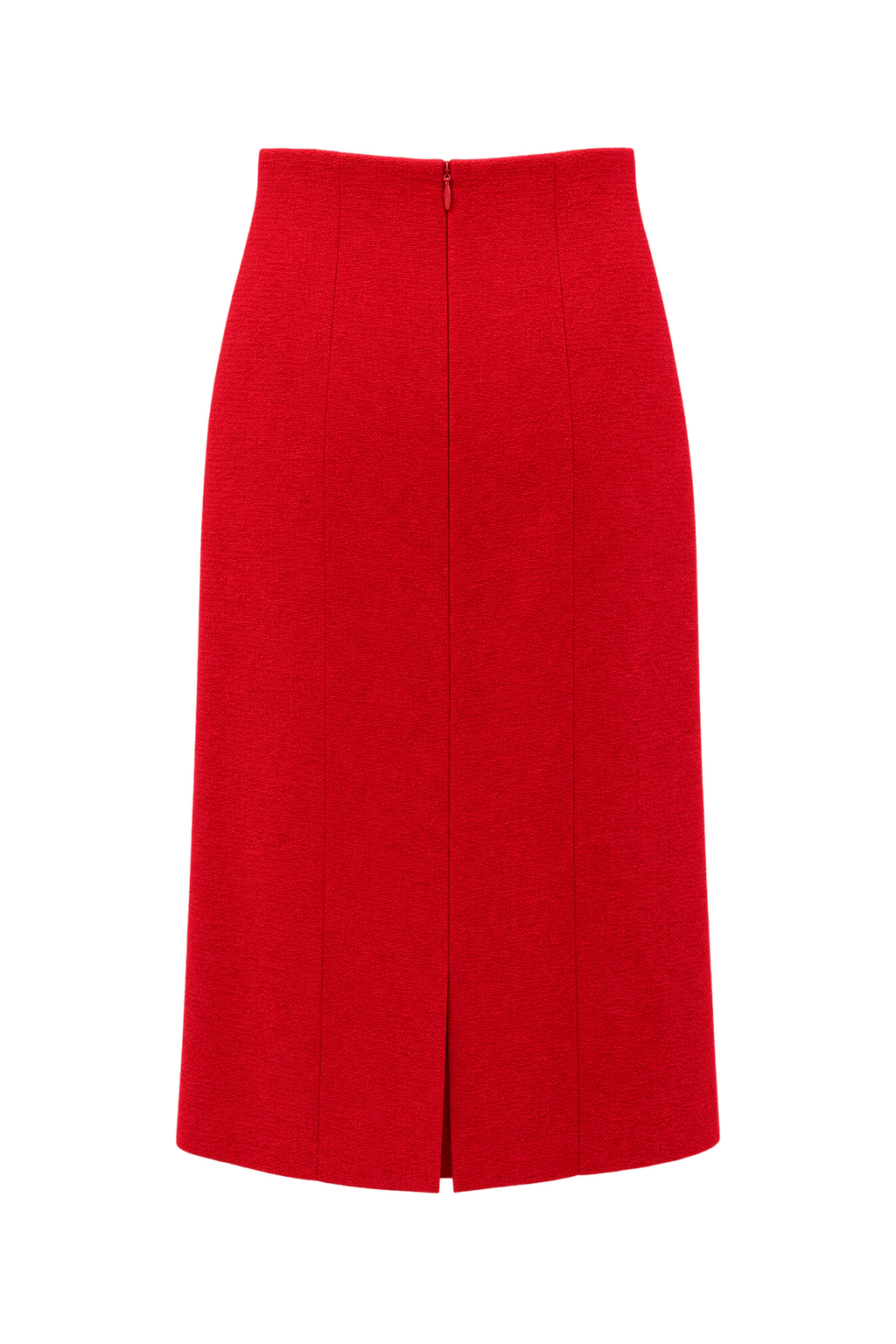 1980s Bright Cherry Red Wool Skirt - Back View