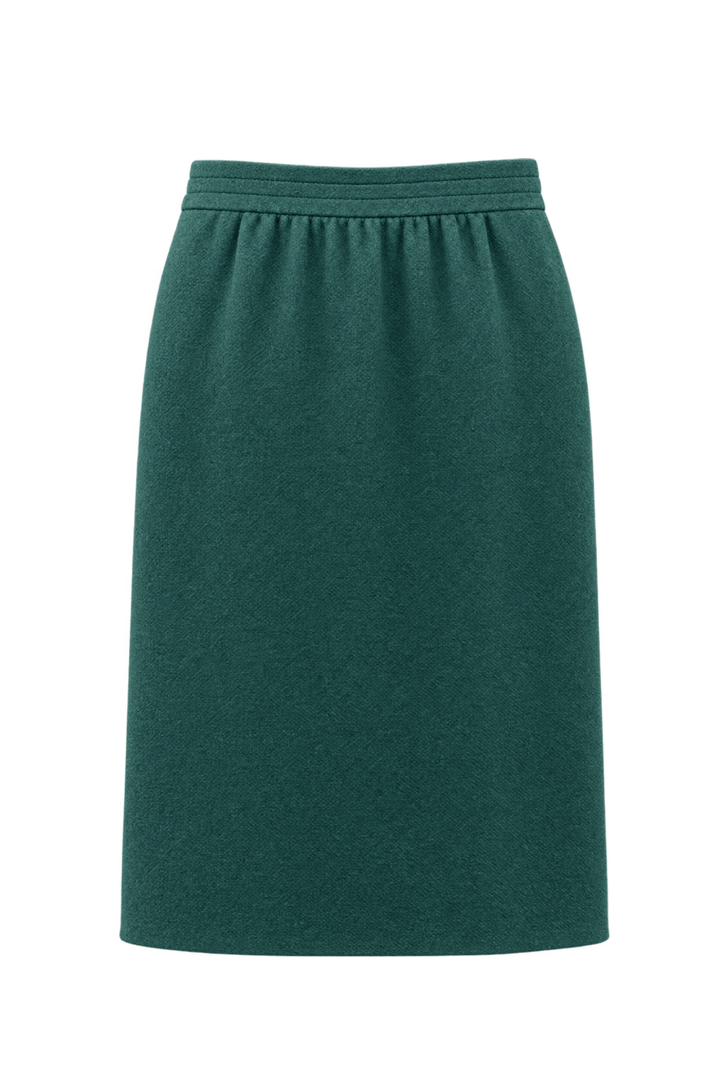 1980s Deep Teal Wool Skirt - Back View
