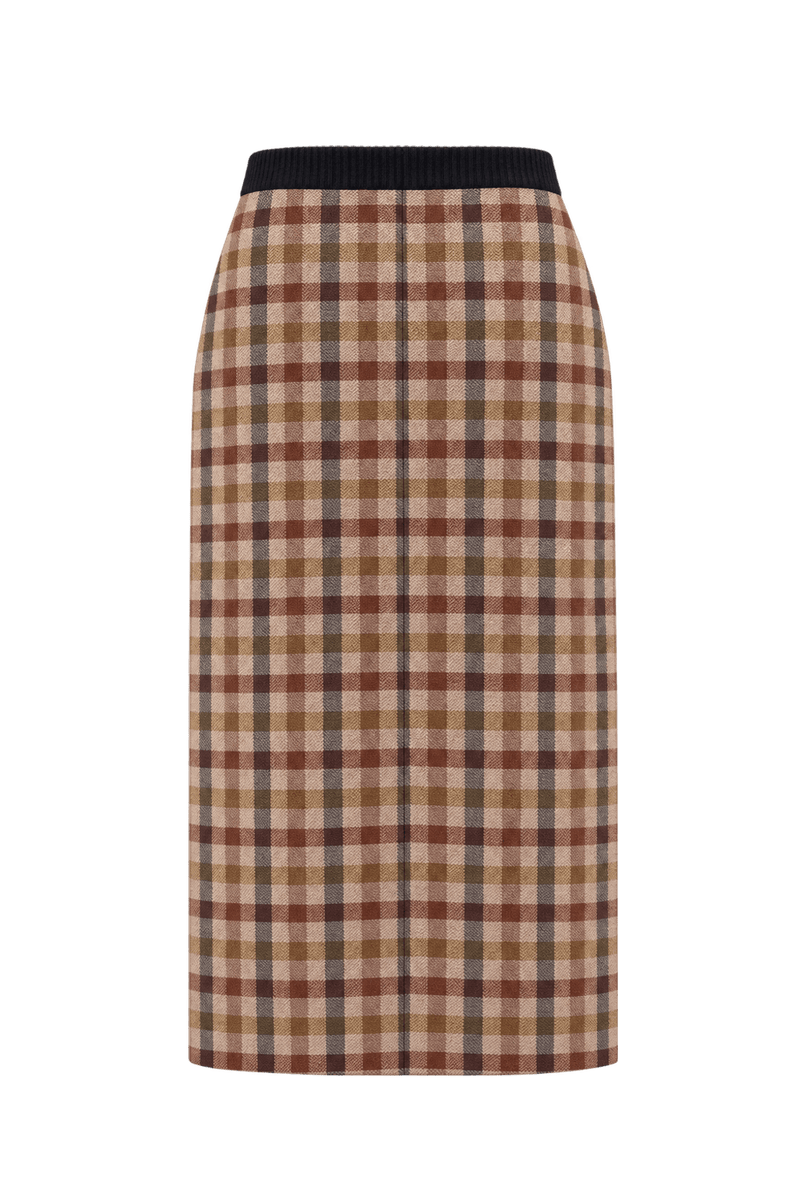 1970s Tan Brown Wool Skirt - Back View