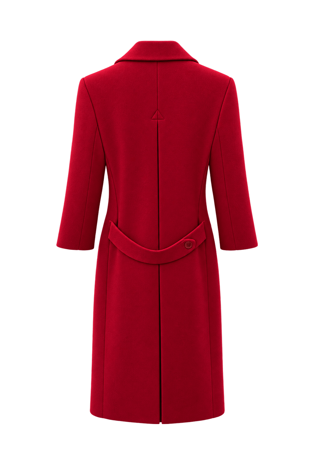 1990s Crimson Red Wool Coat - Back View