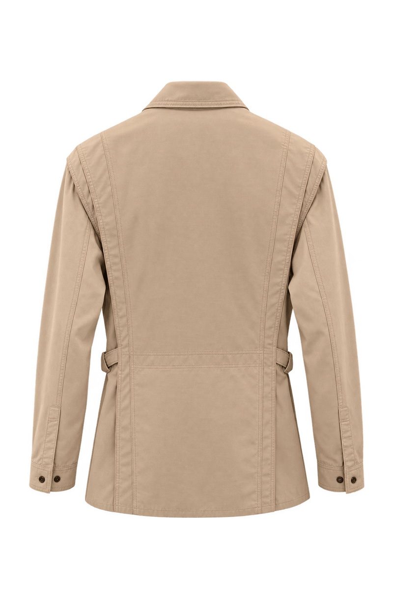 1980s Light Beige Cotton Jacket - Back View