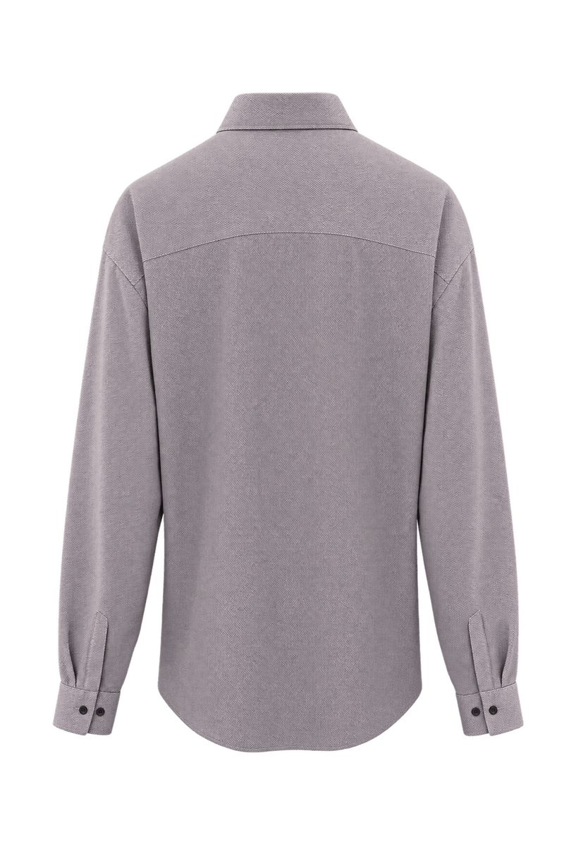 1980s Muted Grey Woven Button-Down Shirt - Back View