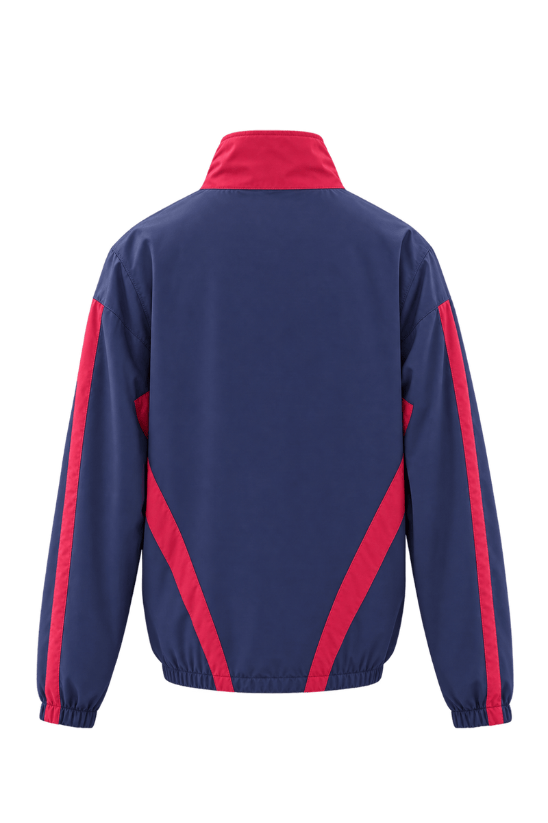 1980s Slate Navy Blue Synthetic Jacket - Back View