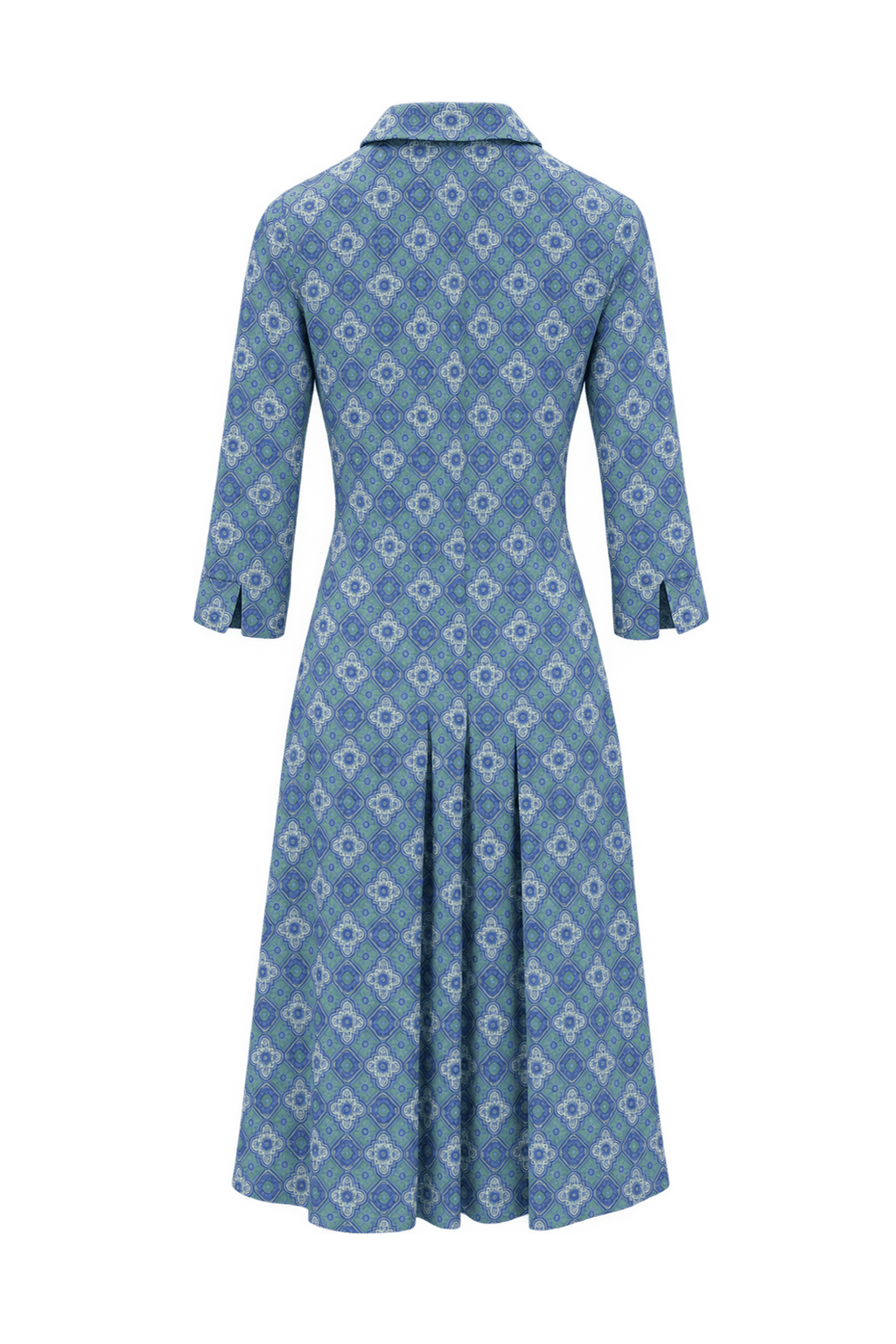 1970s Muted Blue Lightweight Dress - Back View