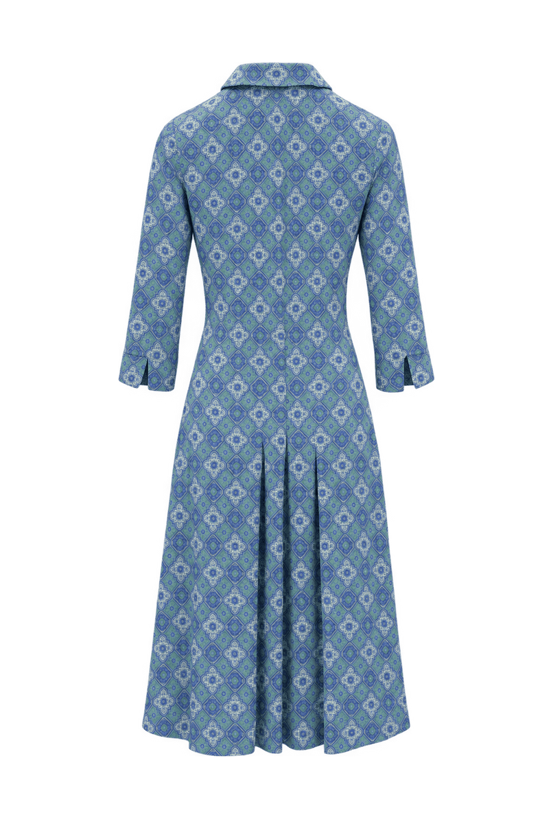 1970s Muted Blue Lightweight Dress - Back View