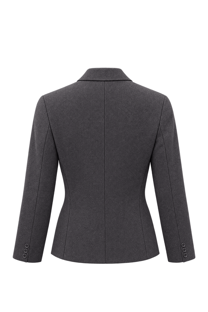 1980s Charcoal Grey Wool Blazer - Back View