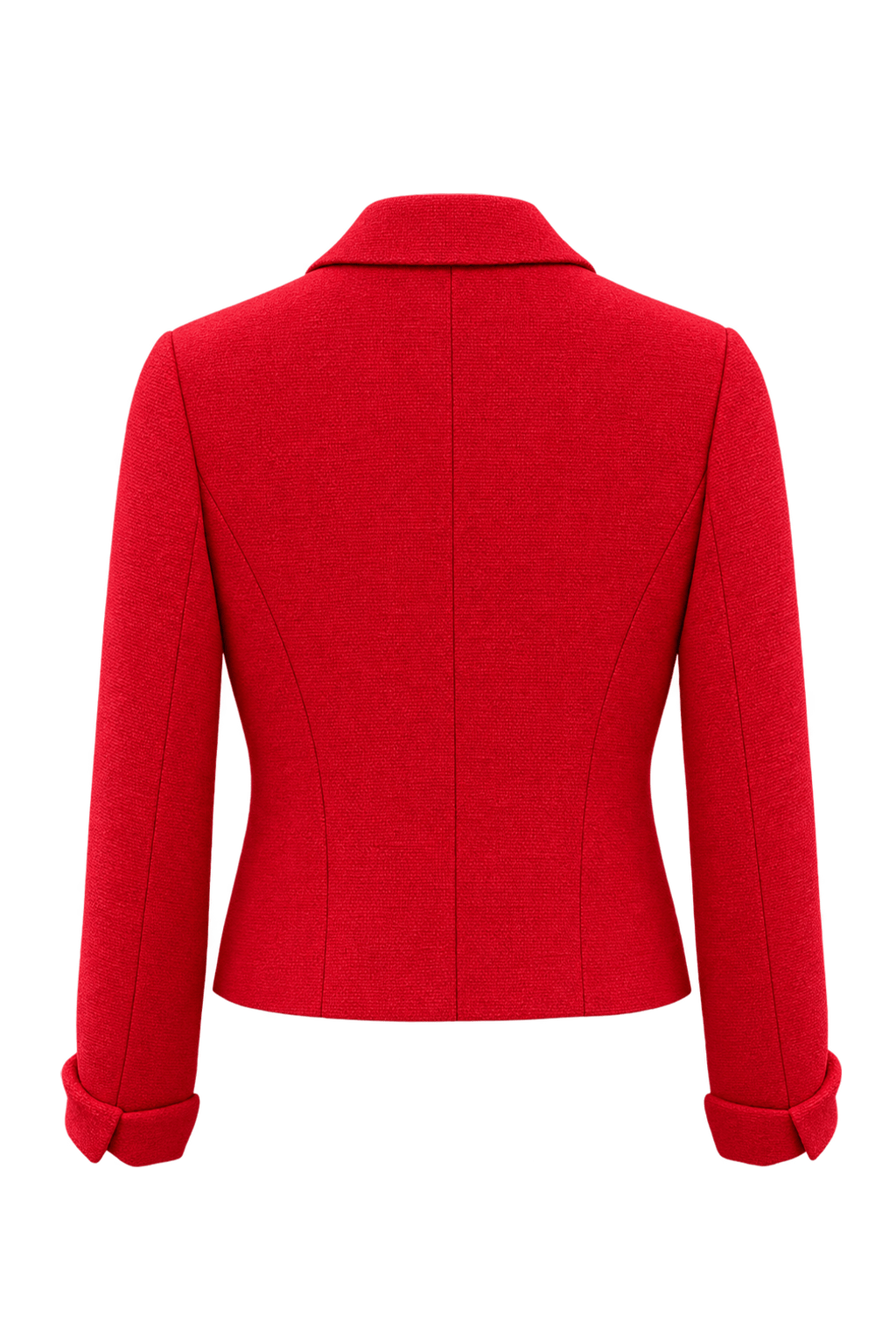 1980s Vivid Scarlet Red Woven Blazer - Back View