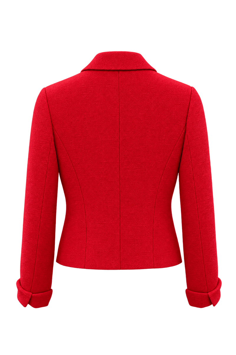 1980s Vivid Scarlet Red Woven Blazer - Back View