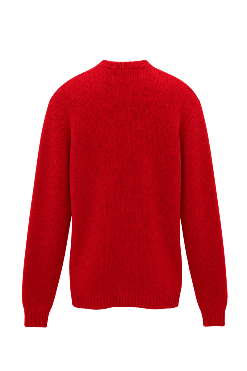 1960s Bright Red Wool-like Knit Cardigan - Back View
