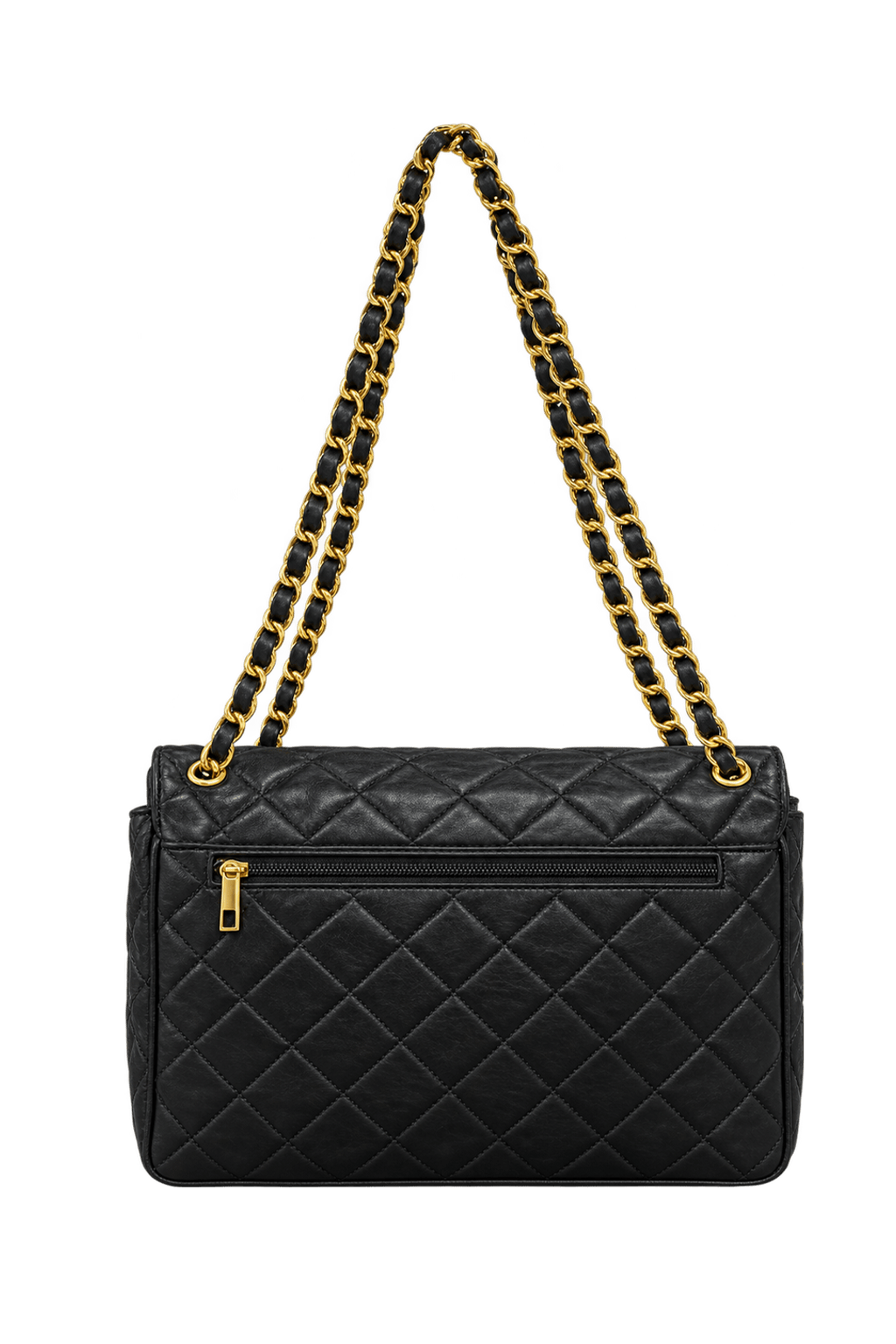1990s Black Leather Shoulder Bag - Back View